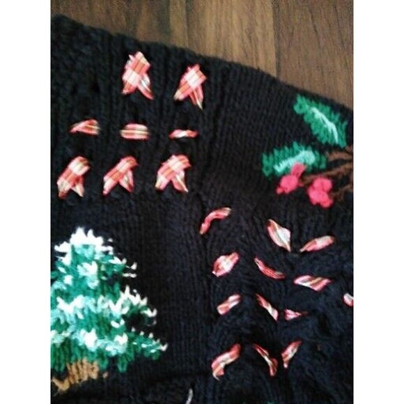 Fair Isle Vintage Embroidered Cotton Granny 80s Christmas Cardigan Sweater Sz XL - Picture 7 of 11